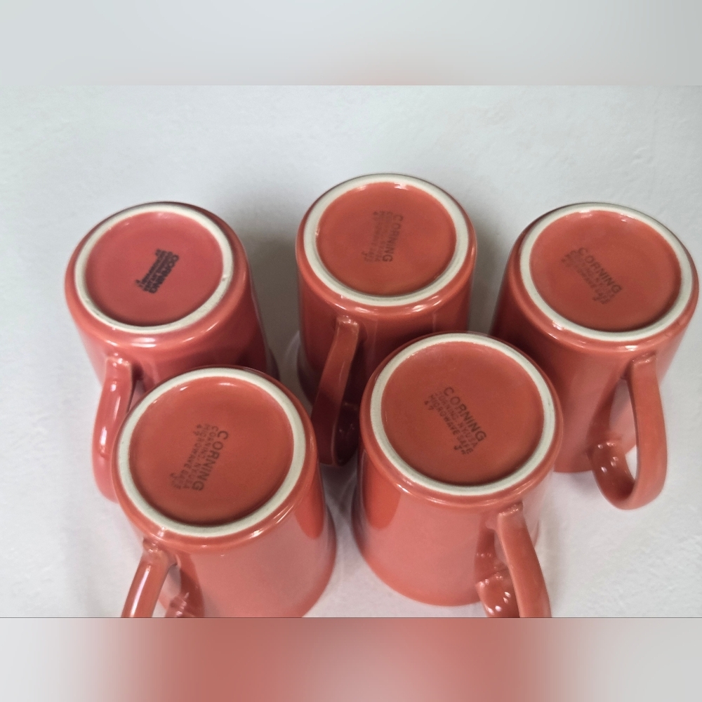 Corningware Vintage Coral Mugs x5 - Picture 3 of 16